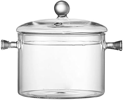 SLLS 耐熱ガラス鍋 ホウケイ酸ガラス製 直火 OK 電子レンジ・オーブン対応 冷凍耐熱両用 蓋付き取っ手付き スープ・煮込み用 家庭用キッチン調理器具 食器洗い機対応 誘導調理器