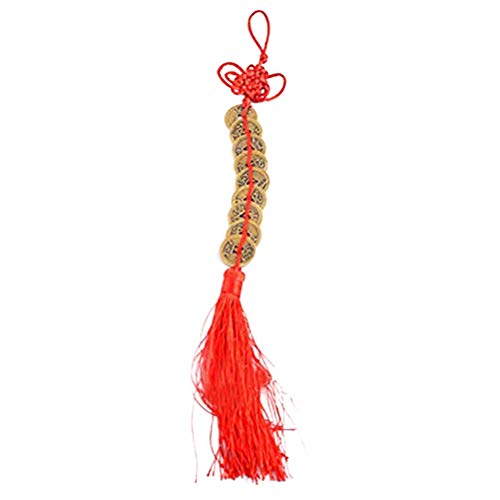 Feng Shui Nine Brass I Ching Coins Charm with Chinese Knot+ Free Fengshuisale Red String Bracelet Y1225