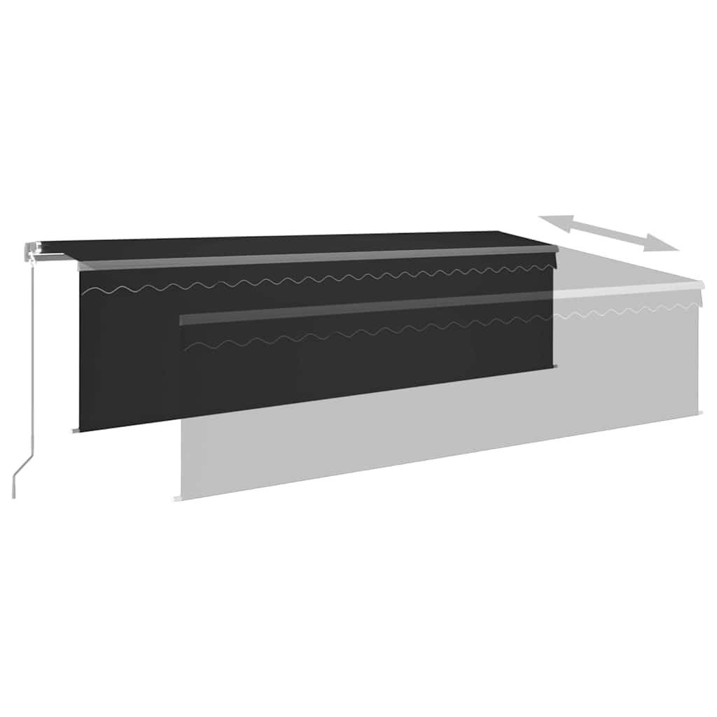 Auvent rétractable manuel avec store 5x3 m Anthracite