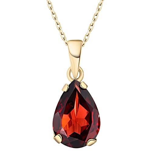 14K Gold Plated Garnet Necklace for Women - January Birthestone Teardrop Necklace - Gold Jewelry for Women - Dainty Gold Necklace - Everyday Necklaces - Gold Necklaces for Women