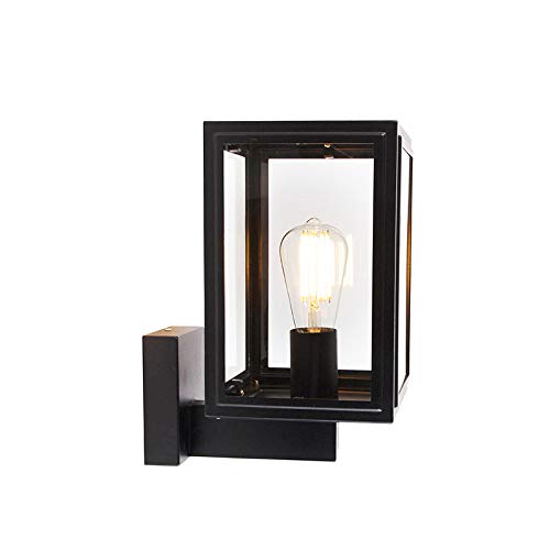 Qazqa Industrie außen Wandleuchte, Außenlampe, Wandlampe für den Garten - Sutton - Schwarz, max. 100W, Geeignet für LED, 17cm, IP44, Würfel