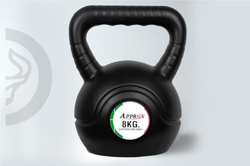 APPROX Long Lasting PVC Premium Kettlebell for Weightlifting | Gym Equipment for Full Body Workout | Weight Loss & Strength Training | Heavy Lifting for Men and Women | Home Gym | Color-Black (8KG) (B0D3TCL51D) Amazon Price History, Amazon Price Tracker