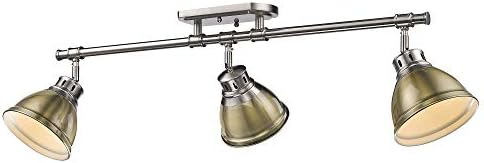 Golden Lighting 3602-3SF PW-AB Duncan Semi-Flush, Transitional, Pewter with Aged Brass Shades