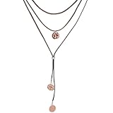 CALFOVERA Collar Gargantilla Ajustable de Cuero Sintético PU con Colgante de Disco, Estilo Bohemio, Largo, con Cordón, Ideal para Conciertos, Estilo Country Vintage. Collares Apilables de Estilo
