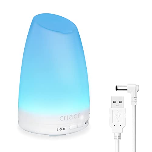 Criacr 150ml Essential Oil Diffusers, 【USB Powered 】Aromatherapy Diffuser with 7 Colorful LED...