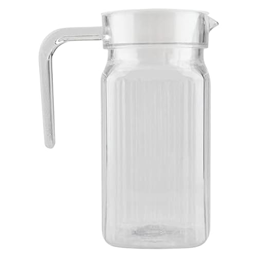 Water Pitcher with Lid 500ml Striped Transparent PC Water Pitcher with Handle & Spout Water Jug Heat-Resistant Washable Reusable Pitcher for Tea, Water, Milk, Juice