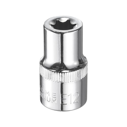 Image of sourcing map E-Torx Socket 1/2" Drive E12 Star Female Socket 1.5" Length External Torx Deep Sleeve CR-V Chrome Plating 6 Point Spline Sleeve for Auto Repairs Home Maintenance