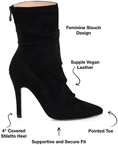 Journee Collection Womens Markie Bootie with Pointed-Toe and Slouchy Vegan Leather Details, Black, 9 | Image 1