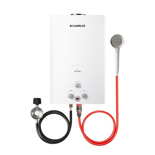 Camplux Tankless Water Heater, 5.28 GPM Outdoor Propane Camping Gas Water Heater, 20L, BW528, White