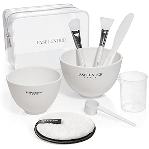 FASPLENDOR Applikatormaske mit Silikonpinsel, Rührschüsseln, Spatel, Messbecher & Löffel Cover