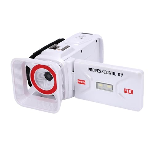Caméscope 4K Lazmin112 blanc avec zoom 18X et écran rotatif