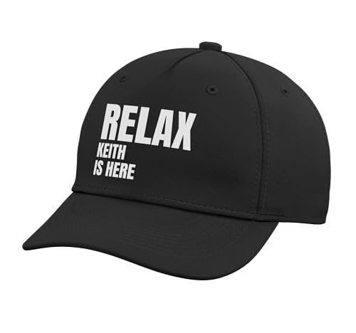 Relax Keith is Here Popular Birth Names Keith Costume Adjustable Printed Baseball Hat, Black