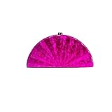 HNULGVI Bolsa De Concha Bolso de mano noche con forma abanico for mujer, bolso cruzado cadena a la moda, lujo for fiesta boda para la Fiesta(Rose)
