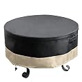 Stanbroil 60 Inch Round Fire Pit Cover, Full Coverage Fire Pit Table Cover, Patio Furniture Cover with Durable and Water Resistant Fabric, Black