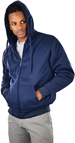 Image of ToBeInStyle Men's Polar Fleece Long Sleeve Zip Up Kangaroo Pocket Cold Weather Hoodie Jacket