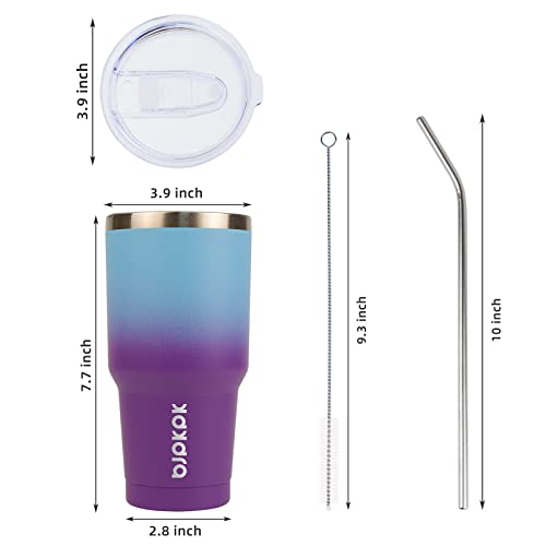 Image of BJPKPK 30 oz Tumbler with Lid and Straw, Insulated Stainless Steel Cup | Double Wall Vacuum, BPA Free, Leak Proof, Keeps Hot /Cold, Travel & Beach Ready, Car Holder Fit, Ocean Dream