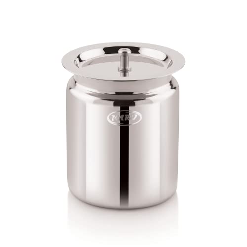 MARU Steel Ghee/Oil Storage Container - 800ml, Durable & Scratch-Free Appearance Dispenser, Multipurpose Usage As Pot/Dani/Jar & More, Ideal for all Kitchens, Silver
