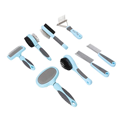 Dog Brush Comb, Set 8 in 1 Multifunction Deshedding Dematting Combs Open Knots Cat Hair Kit for Cats Dogs Long Haired Pets Desh HairPets Pet Grooming Tool