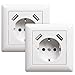 2 X Steckdose mit USB Anschluss (Max. 3.4A) Unterputz Schuko USB Steckdose Weiß System 55 Reinweiß Glänzend Wandsteckdose Schutzkontakt-Steckdose Passent in Standard Unterputzdose für Smartphone MP3