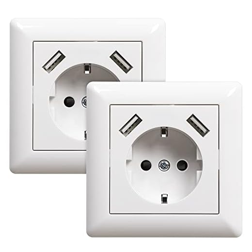 2 X Steckdose mit USB Anschluss (Max. 3.4A) Unterputz Schuko USB Steckdose Weiß System 55 Reinweiß Glänzend Wandsteckdose Schutzkontakt-Steckdose Passent in Standard Unterputzdose für Smartphone MP3
