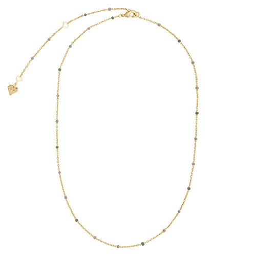 Wanderlust + Co Beaded Enamel Rainbow & Gold Chain Necklace - 14K Real Gold Plated Jewelry #TOP3