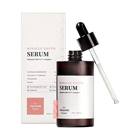 VILLAGE11FACTORY Miracle Youth Serum - Retinol 0.1% for beginners, Niacinamide, Firm skin, Wrinkle care, Vegan formula (1.69 fl oz/50ml) Cover