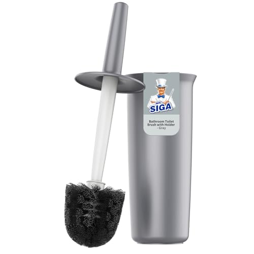 Image of MR.SIGA Toilet Bowl Brush and Holder for Bathroom, Gray, 1 Pack