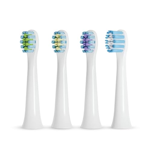 Image of Saporo VistaLite Sonic Electric Toothbrush Replacement Brush Heads (4 Pack), Refills for Adults, Soft Dupont Bristles for Gentle Cleaning & Plaque Removal, White