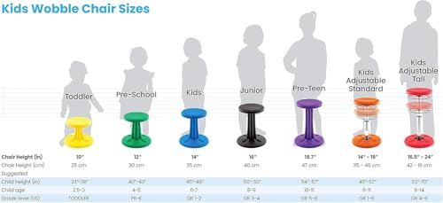 Image of KORE Design Wobble Stool Chair, Girls + Boys Kid Desk Stools, Ergonomic Small Office Chairs, Flexible Seating for Active Child, ADD /ADHD, Classroom, School, Home, Kids (14in), Age 6-7 yrs, Orange
