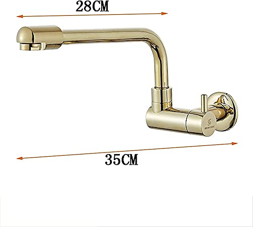 Grifo de cocina monomando de pared dorado para evitar salpicaduras con rotación 360 4
