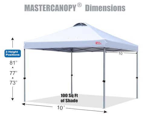 MASTERCANOPY Durable Pop-up Canopy Tent with Roller Bag (10x10, White)