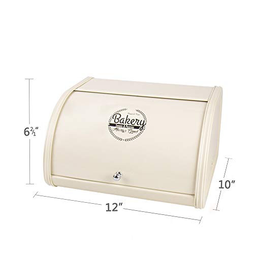 Hot Sales X458 Cream Metal Bread Box/Bin/kitchen Storage Containers with Roll Top Lid
