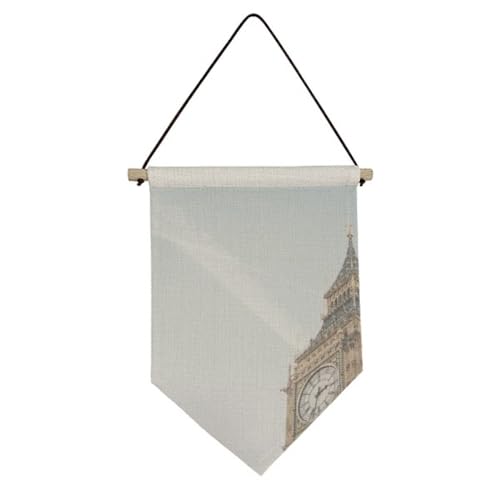Drapeau art déco Big Ben nuages bleu pour créer un salon moderne et apaisant