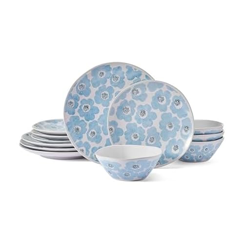Pfaltzgraff Radiant Floral Bloom 12 Piece Plate Bowl Dinnerware Set, Service for 4