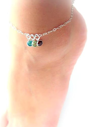 Personalized Birthstone Anklet, Crystal Birthstone Anklet, Mom Anklet with Children's Birthstones, Mother's Anklet, Mother's Day Gift