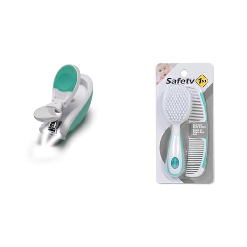 Safety 1st Light Zoom Nail Clippers, One Size & Easy Grip Brush and Comb, Colors May Vary