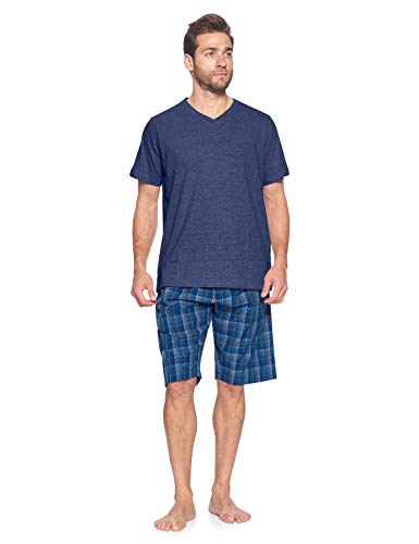 Ashford & Brooks Men’s Pajamas Shorts Set | Woven Plaid PJ Short Pants & Short Sleeve Jersey T-Shirt4