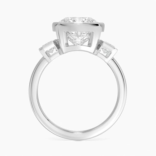 1 Ct-5 Ct Three Stone Bezel Moissanite Engagement Ring & Wedding Bridal Ring Set In 10k 14k 18k Gold & S925 Christmas Gift for Women3