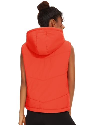 Micoson Puffer Vests for Women Winter Sleeveless Hooded Jacket Quilted Zip Up Stand Collar Gilet with Pocket Loose Fit4