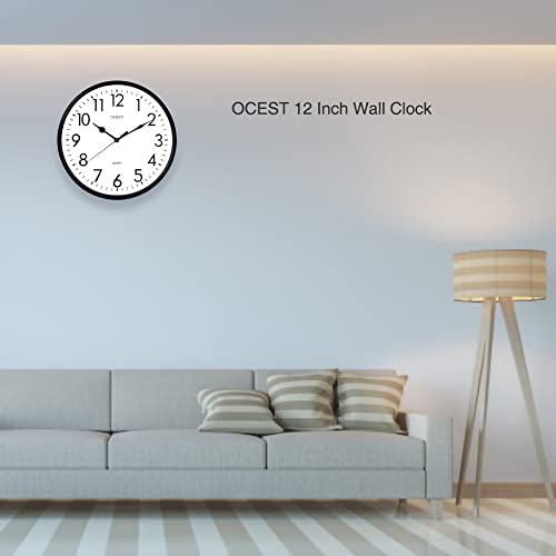 OCEST Tuinklokken voor buiten, waterdicht, 30,5 cm groot display, batterij-aangedreven kwarts, decoratieve klok, stil, niet-tikkend, rond, gemakkelijk af te lezen, voor zwembad, terras, badkamer, - Afbeelding 6