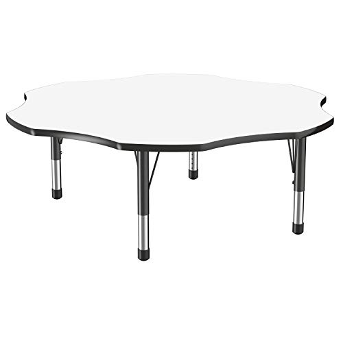 Image of FDP Dry-Erase Flower Activity School and Classroom Kids Table (60 inch), Chunky Toddler Legs for Collaborative Spaces, Adjustable Height 15-24 inches - Whiteboard Top and Black Edge