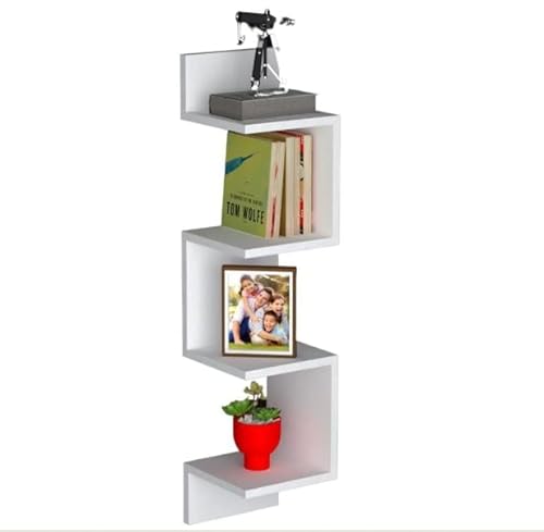 Prateleira De Canto Nicho Vertical MDF Branco Estante Livros