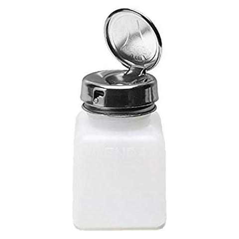 Menda - MDA-5857 MENDA 35702 High-Density Polyethylene/Hdpe/Steel/Low-Density Polyethylene/Ldpe Dispensing Bottle, Take-Along Liquid Dispenser Pump, Locking, Natural Square HDPE, 4 oz. White Cover