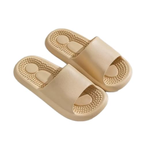 Massage Slippers for Flat Feet,Acupressure Massage Sandals Shoes for Men and Women Home Shoes Shock Absorbing,Therapy Promoting Blood Circulation Non-Slip Massage Shoes (Color : Khaki, Size : EUR40-