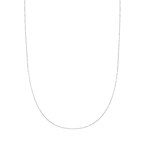 Ritastephens 10k Solid White Gold Lite or Sturdy Pendant Rope Chain Necklace (0.65mm, 1.1mm)
