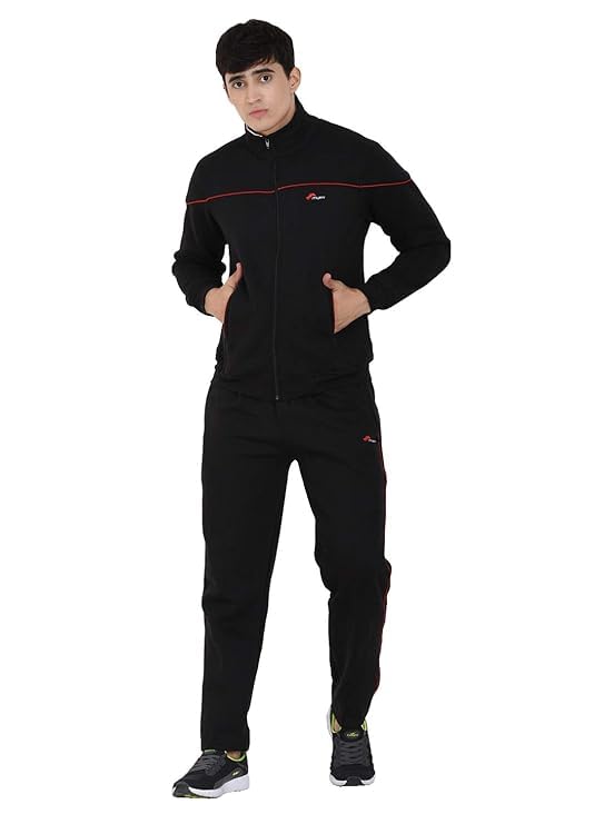 Image of muffy Men's Tracksuit Cotton Blend Regular Fit Zip Closure with 2 Side Zipper Pockets & 1 Back Pocket Perfect for Winter Wear-5001