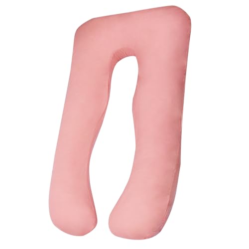 Image of Pregnancy Pillow Cover (ONLY Pillowcase) - U Shaped Pillow Case - Maternity Body Pillow Cover - Removable Soft Cotton Cover (Pink)