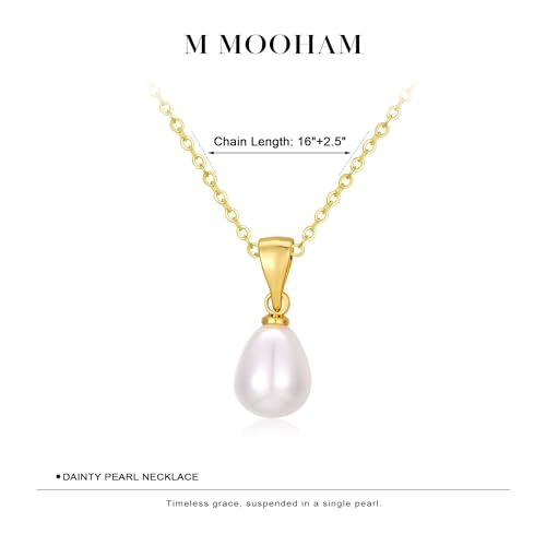 M MOOHAM Pearl Necklaces for Women - Dainty Gold Pearl Choker Pendant Necklace for Women Trendy Simple Cubic Zirconia Drop Bridal Necklace Womens Wedding Jewelry Bridesmaid Proposal Gifts 6
