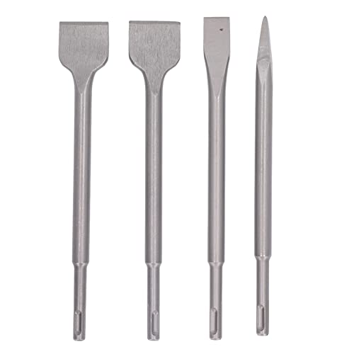 4PCS Electric Hammer Chisels, Steel Point Flat Wide Flat Construction Concrete Chisel Set for Stone Brick Wall with Round Shank, Ideal for Excavation Work