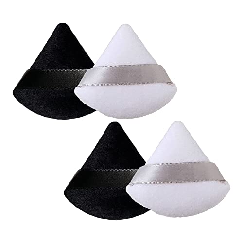 Triangle Puff,4 PcsTriangle Puff Facial Puff Velvet Puff Maquillaje Puff para maquillaje húmedo y seco Cosméticos Fundación Almohadilla de esponja Negro+ Blanco Cover